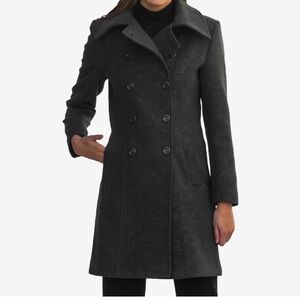 Theory wool blend double-breasted coat in dark Grey size M